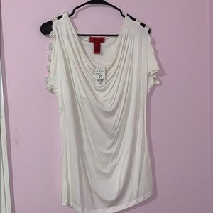 Carina Bling shoulder cutout Ivory top